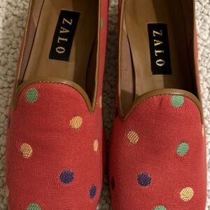 Zalo Red Loafers with Multicolored Dots - Size 11 M
